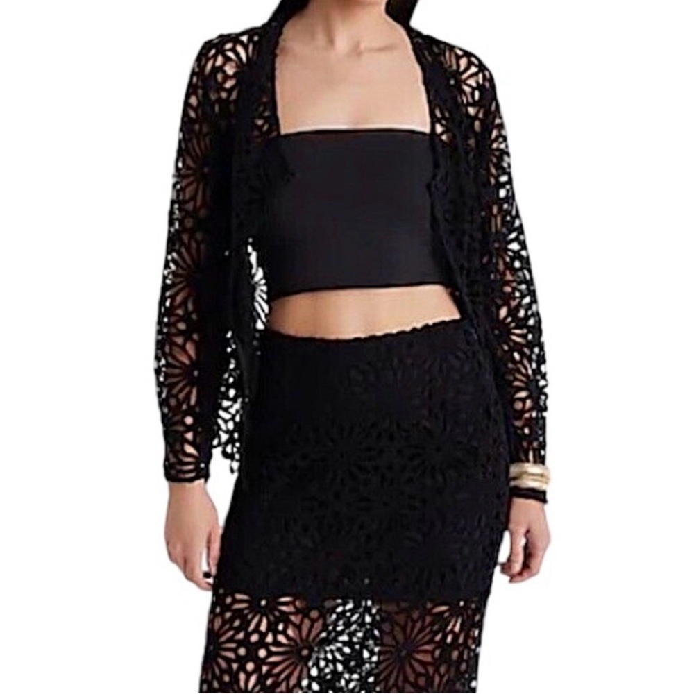 Express Black Crochet Skirt Set
